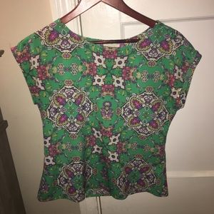 Tulle brand green kaleidoscope print top